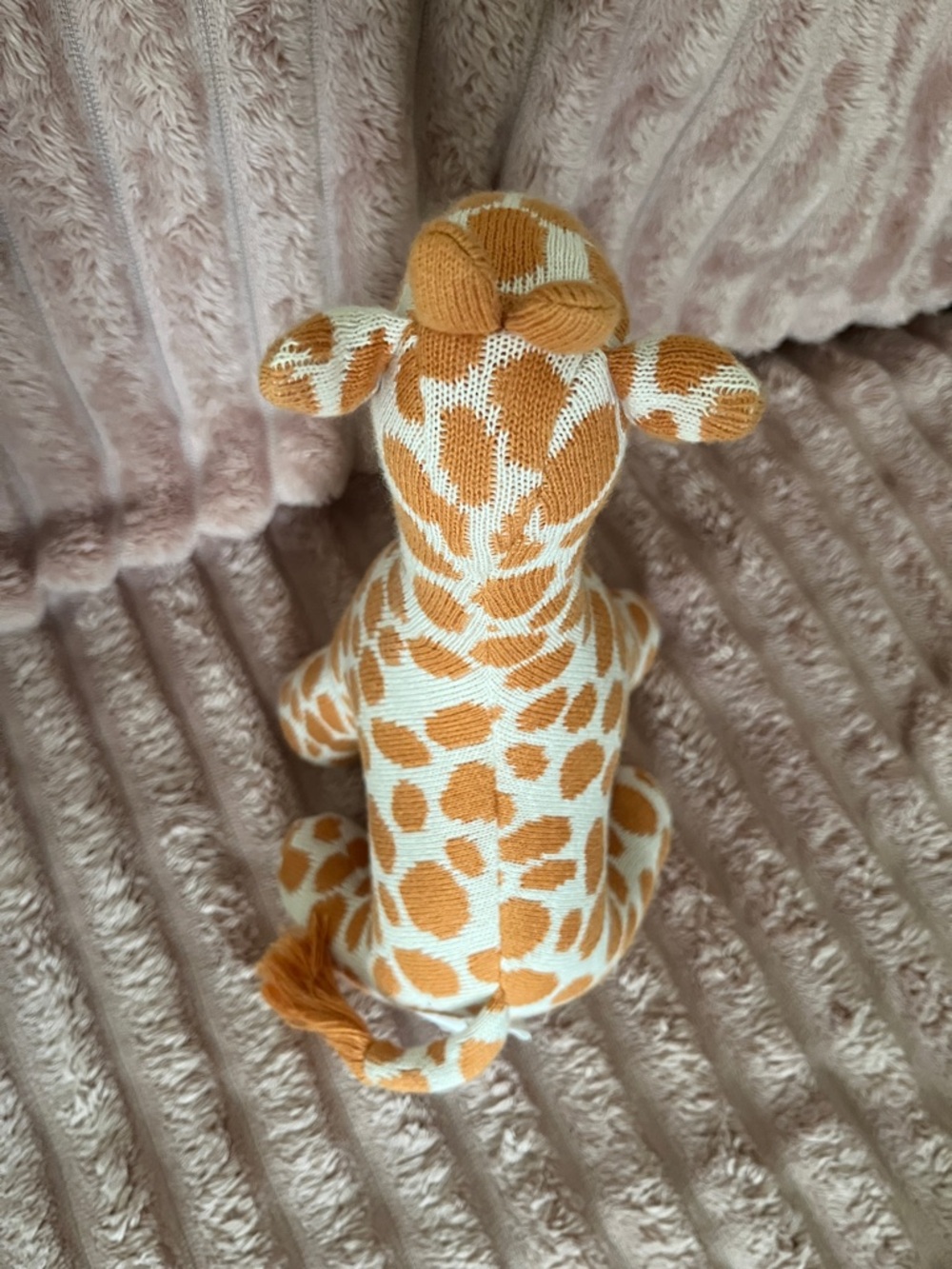 Hand-Knit Giraffe Plush Toy - Orange and White - Picture 3 of 3
